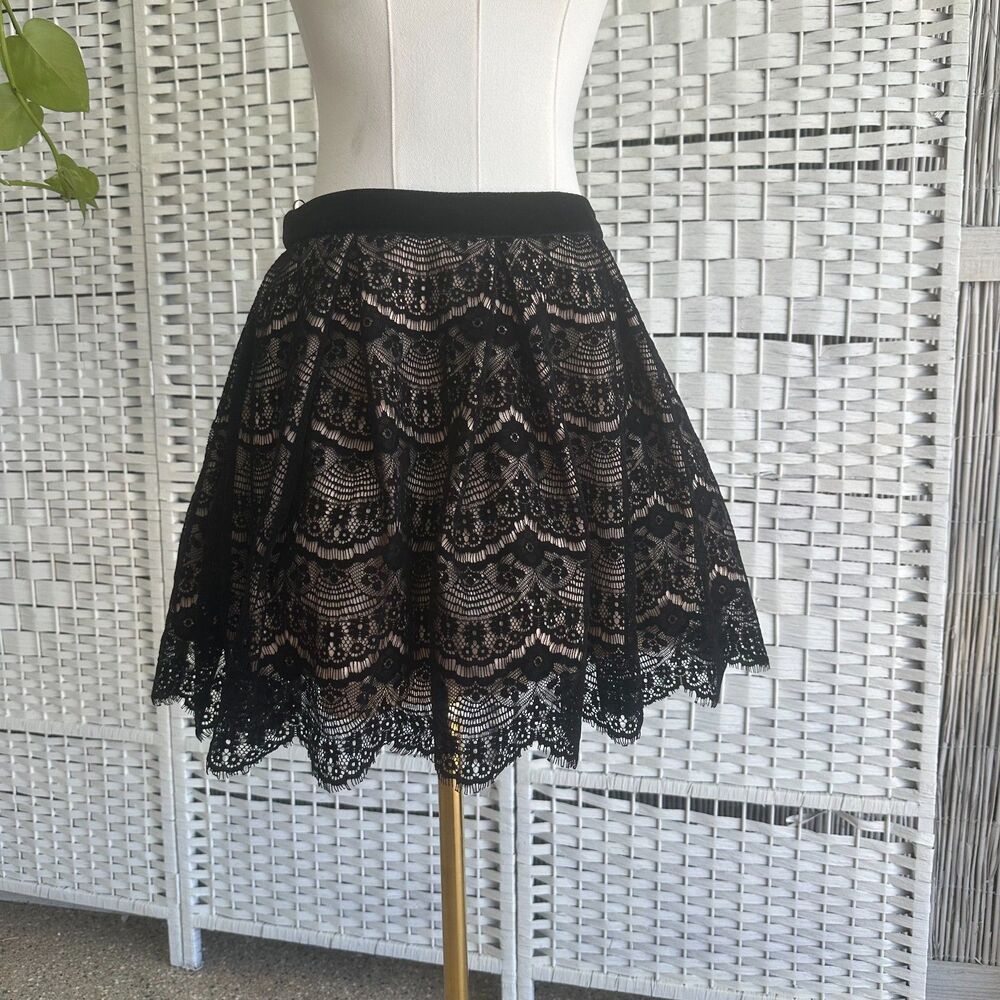 B. Darlin Women's 7/8 Black Lace Whimsy Goth Skater Skirt 493